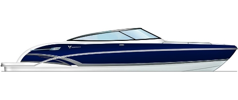 a blue and white boat with the word Formula on the side