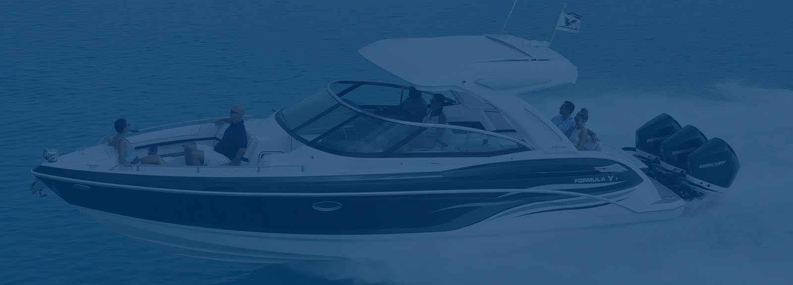 a Formula v boat is floating on the water