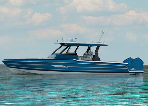 Blue and White Formula Boat